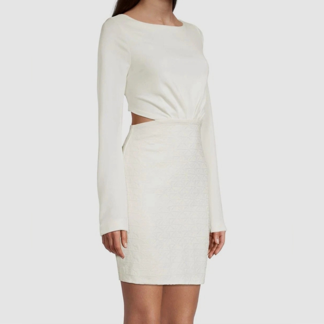 One33 Social By Badgley Mischka White Jacquard Cutout Mini Dress Size 6
